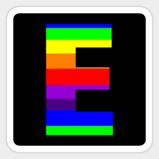 The Letter E in Rainbow Stripes Sticker